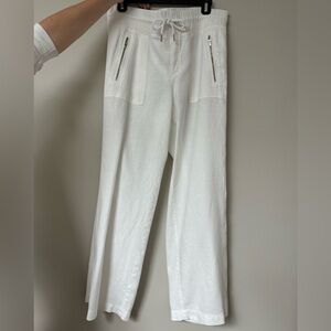 Athleta Cabo linen wide leg white pant